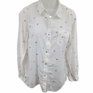 Gap Fitted Boyfriend Shirt Palm Tree Print Sz S